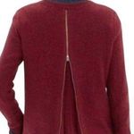Madewell Women Back Zip Burgundy Long Sleeve Crew Neck Sweater Size Small Photo 1