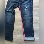 Paige Maternity Adjustable Waist Straight Leg Dark Distressed Denim Blue Jean 31 Photo 10