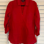 Ellen Tracy Ellen Tracy Red Linen Top Size Medium Photo 0