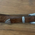 3D Belt Brown Leather Western Brown Womens Size 34 Silver Buckle Adjustable 1123 Photo 0