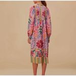 Farm Rio  Fruits Queen Scarf Pink Short Sleeve Midi Dress Womens Small Boho NWT Photo 8