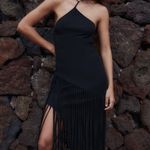 ZARA  dress ribbed stretchy Black Fringe bohemian summer vacation maxi  Photo 3