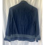 Zyga 100% Linen Blue Button Up Shirt Women’s 42 Eyelet Resort Vacation Coastal Size undefined Photo 3