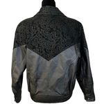 Preston & York Black Leather Floral Embossed Jacket Women's Size Medium Photo 5