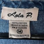 Y2K Lola P. Denim Cotton Midi Dress Womens Sz Medium Ruffle Boho Prairie Western Blue Photo 6