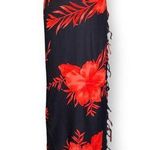 Vintage Hibiscus Collection Black Red Hawaiian Floral Fringe Convertible Sarong Size undefined Photo 0