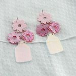 Flower Vase Drop Earrings, Acrylic Earrings, Novelty Earrings, Floral Jewelry Pink Photo 2