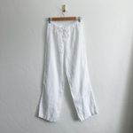 Reformation  | Olina 100% Linen Straight-Leg Drawstring Pants in White Photo 4