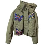Jeremy Scott butterfly patch hooded crop jacket Size 8 Green Photo 2