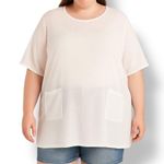 Vintage Anthony Richards White Sheer Cotton Tunic Top Short Sleeve Crewneck 2X Photo 1