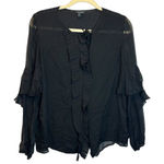 Club Monaco  Blouse Women's Size Small‎ Ruffles Sheer Black Photo 0