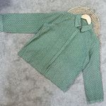 Jujus’ Amuse Women’s Cotton Button Down Shirt Longsleeve Tulip Print Spring L Green Size L Photo 2