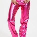 Good American  Icon Faux Leather Pants Metallic Pink Straight Leg Women's Size 28 Photo 0