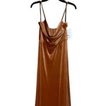 After Six NWT Cowl Neck Spaghetti Strap Velvet Maxi Dress 0 Golden Almond #3263 Photo 3