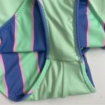 Fabletics Swimsuit Leotard Striped Tie Front Back Scoop Back Green Blue Pink Photo 8