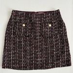 Loft Tweed Mini Skirt Gold Button Front Pocket 8 Petite Photo 0