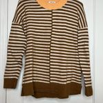 Madewell  Peach / Brown Striped Long Sleeve Sweater Size Medium Photo 0