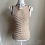 Evereve  Taupe Open Knit 100% Cotton Brooklyn Tank Sweater Vest Photo 3