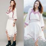 Free People Vintage Bohemian Witchy Gauze Folk Art Midi Dress XS Renaissance Photo 1