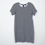 J.Crew Black White Striped Cap Sleeve Bodycon Dress Womens Size Medium Photo 2