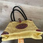 Chinese Oriental Vintage Silk Golden Red Double Handle Shoulder Bag Tote Purse Photo 9