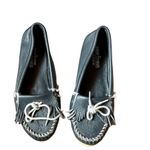 Minnetonka Navy Blue Moccasin Slip On Leather Suede Shoes 8.5 Photo 3