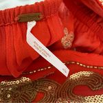 Free People  Ooh La La Sequin Embroidered Blouse Orange Gold size small Photo 8