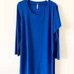 Last Tango Long Sleeve Sheath Dress with Overlay in Cobalt Blue Photo 0