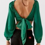 Urban Outfitters Green Silk Cropped Long Sleeve Photo 1