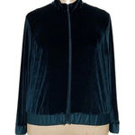 Coldwater Creek  Women’s Green Velour Full Zip Sweater Size 1X Emerald Teal EUC Photo 0