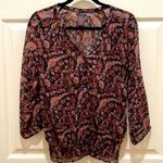 Fire Los Angeles  Black & Pink Floral Sheer Long Sleeve Blouse Medium Photo 0