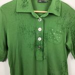Dismero Lace Imprint Polo Top Made In Italy Size XL Green Photo 1