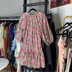 ZARA  Pink Floral Babydoll Puff Sleeve Pleated Mini Dress Photo 8