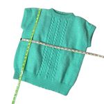 None VINTAGE 80s Seafoam Pastel Green Cap Sleeve Cable Knit Sweater Vest HANDMADE Photo 5