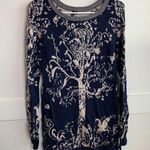 VIP Blue & Cream Tree Design Crewneck Sweater Photo 0