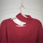 Cupshe  Medium Burgundy Cable Knit Cutout One Shoulder Sweater NWT Photo 6