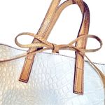 Castellari Milano Mini Purse Women's Ivory Faux Croc‎ Leather Striped Interior White Photo 2