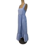 Boss Midi Dress Blue Stretch Twill Wide Crossover Straps Ruffle Skirt size 10 Photo 7