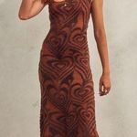 House Of Sunny NWT  Shape Of My Heart Hockney Stretchy Midi Dress Brown Cocoa US6 Photo 0