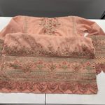 Bin Saeed Lawn Size M Cotton Embroidered Dress Pakistani Salwar Kameez Peach Size M Photo 5