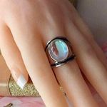 Moonstone Ring, Size 8 Silver Photo 0