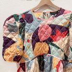 En Saison Floral Quilted Puff Sleeve Baby Doll Mini Dress Size Small NWT Blue Photo 2