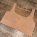 SKIMS  Soft Smoothing Seamless Lurex Scoop Neck Bralette Tan Glitter Sports Bra Photo 3
