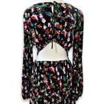 Open Edit Fit & Flare Velvet Dress Side Pockets Black/Multicolor Women's L NWOT Photo 3