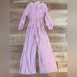 Anthropologie AMADI BY  Satin Long Sleeved Animal Print Jumpsuit Photo 1