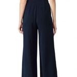 Jay Godfrey Dryden Bow Pleated Jumpsuit Wide Leg Navy Blue Size 2 Black Satin Photo 1