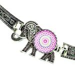 Boutique New Boho Elephant Rhinestone Silver-Tone Bracelet NWT Photo 1