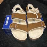 Birkenstock Milano chestnut suede fur winter sandals shoes new Photo 4