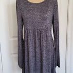 Max+Ash Knit Babydoll Mini Dress Womens Balloon Sleeve Round Neck Black White M Gray Size M Photo 0