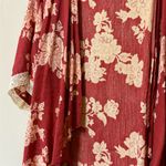 Bobeau Boho Floral Kimono Cardigan Open Front Pockets Rust Red  Photo 4